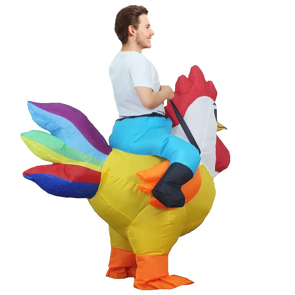 Inflatable Rooster Costume for Adult Kids Fancy Blow Up Suit for Halloween Cosplay Party Funny Costumes Carnival Mascot Dress Up