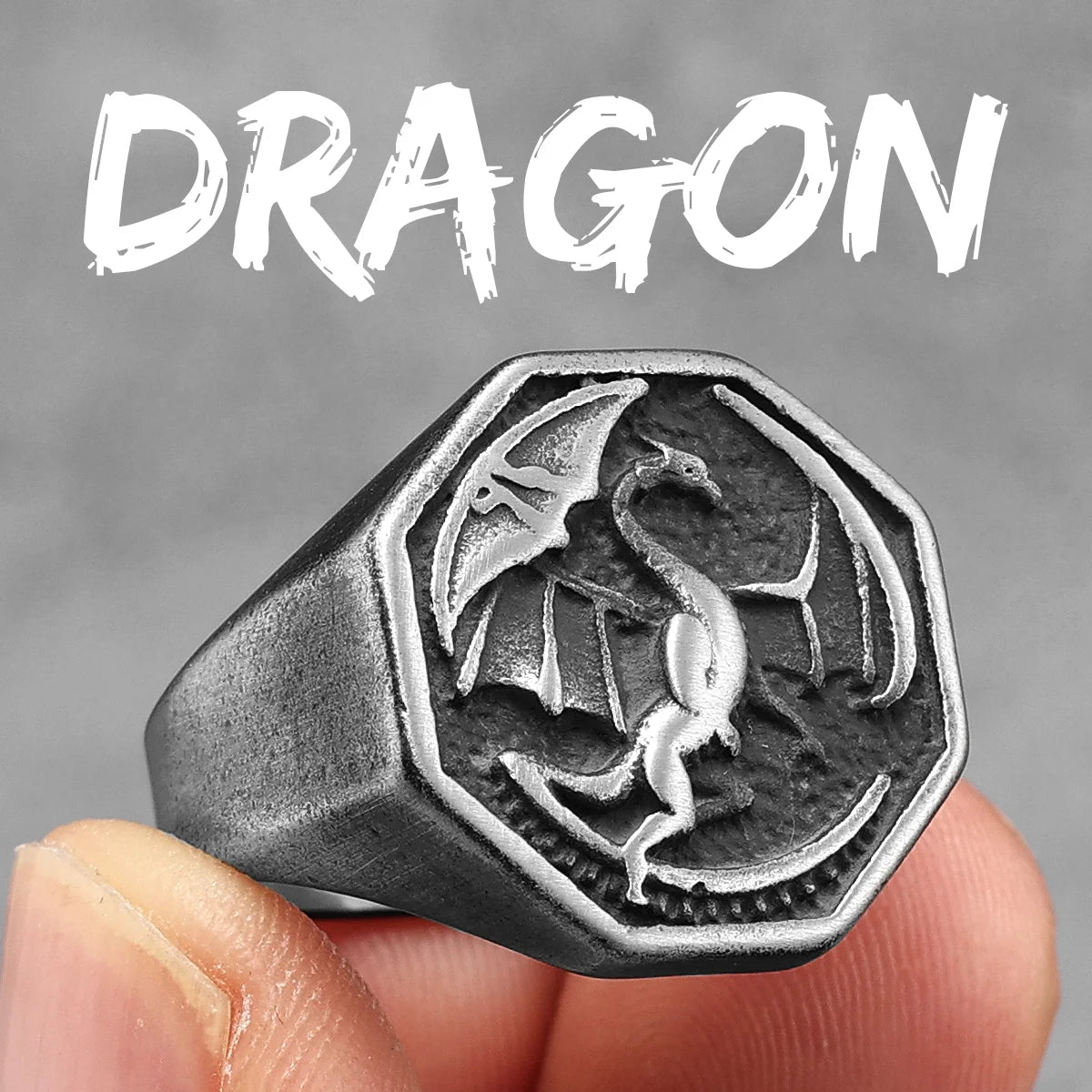 Dragon Animal Ring Stainless Steel Men Rings Punk Vintage Trendy For Male Biker Jewelry Creativity Halloween Gift Wholesale