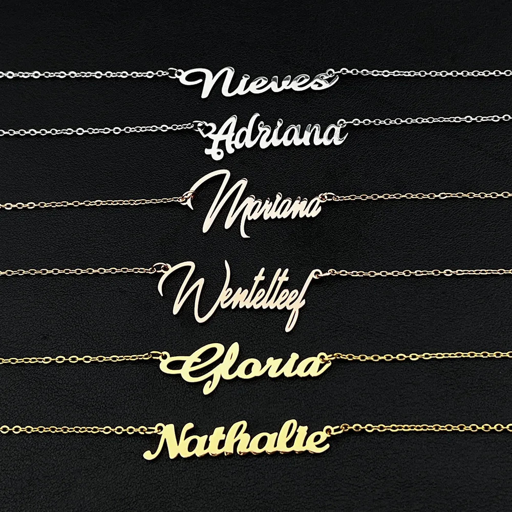 Custom Name Necklace for women Gold Color Stainless Steel Personized Letter Choker