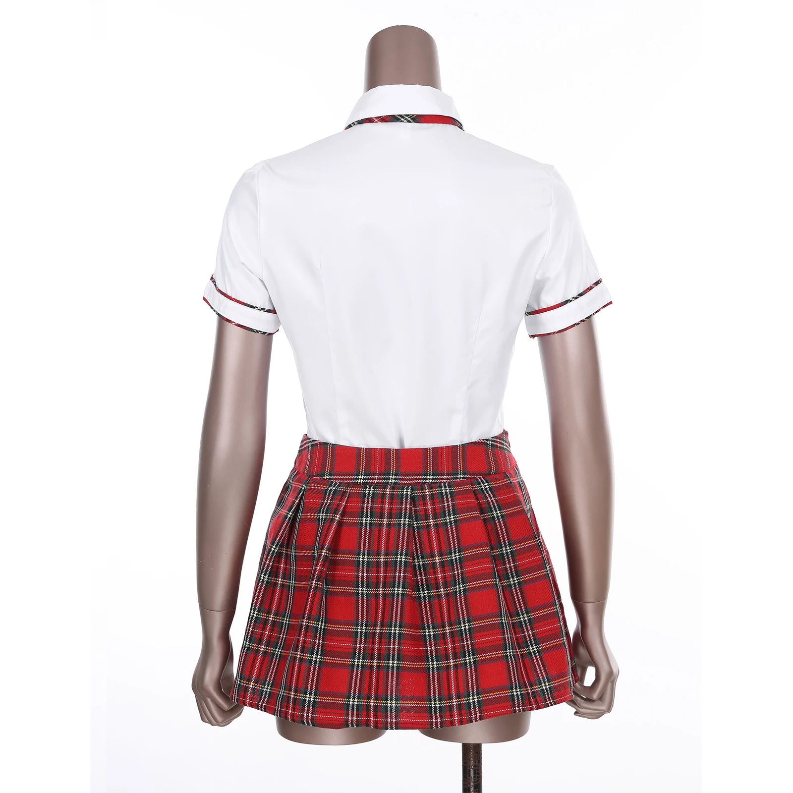 Disfraz de cosplay para mujeres y niñas, uniforme escolar, camisa de manga corta con falda a cuadros para fiesta de juegos de rol de Halloween y fotografía