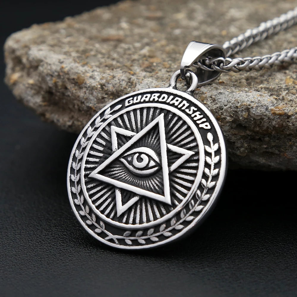 New Classic All Seeing Eye Pendant Necklaces For Men Women Fashion Punk Stainless Steel Hexagram Necklace Amulet Jewelry Gifts