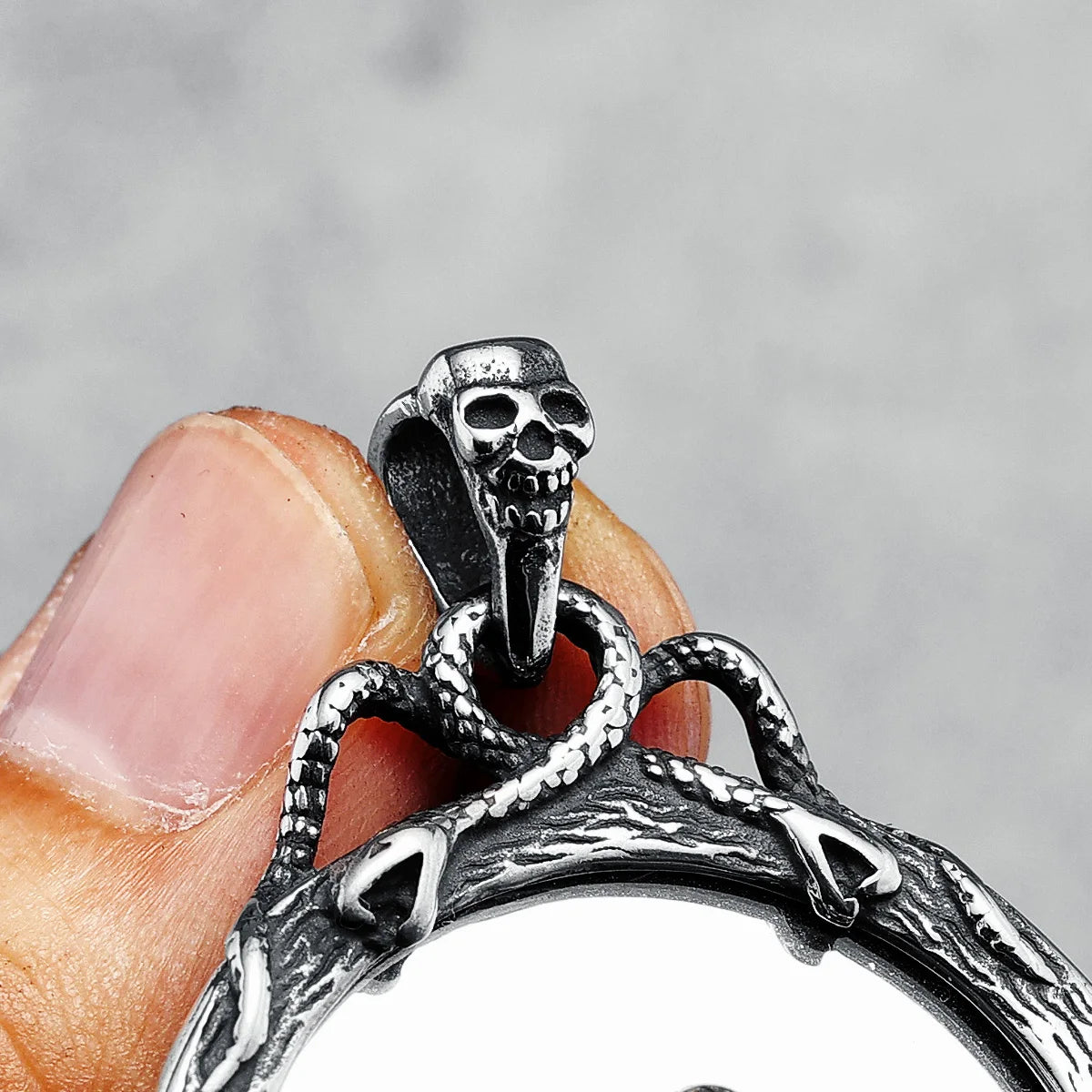 Magic Mirror Necklace Stainless Steel Men Skull Pendant Chain Vintage Punk Rock Hip Hop Rap for Friend Jewelry Gift Dropshipping