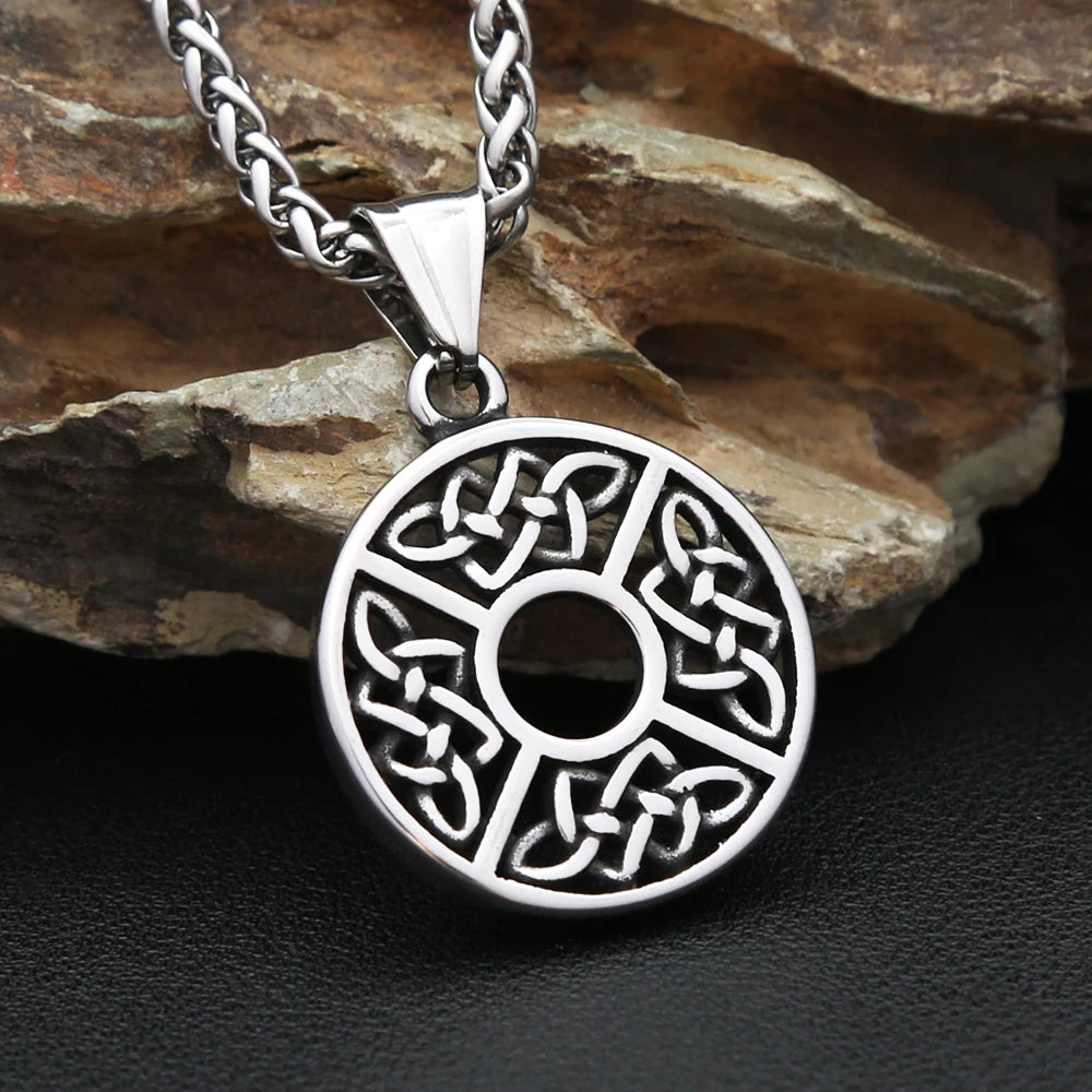 New Hollow Design Vikings Celtic Knots Pendant Necklace 316L Stainless Steel Nordic Amulet Necklaces For Men Women Charm Jewelry