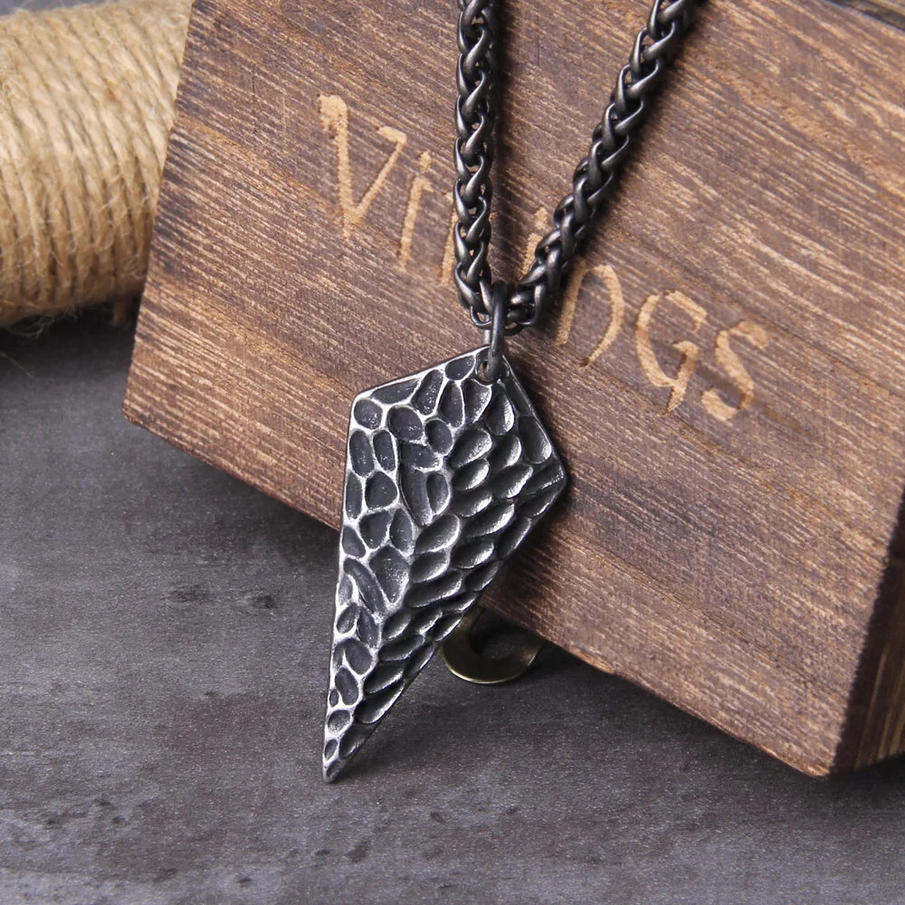 Norse Runes Odin's Spear Gungnir Necklace Men Gold Color Stainless Steel Arrowhead Pendant Valknut Talisman Male Vikings Jewelry