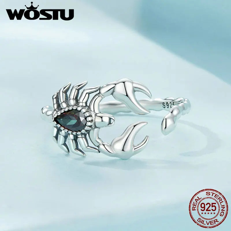 Offener verstellbarer Ring aus Sterlingsilber im Vintage-Stil mit Skorpion