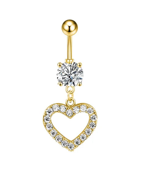 Reverse Bar Heart Belly Button Rings Sexy Belly Piercing Nombril for Women Girls 14G Gold Color Navel Rings Jewelry 1.6*10mm