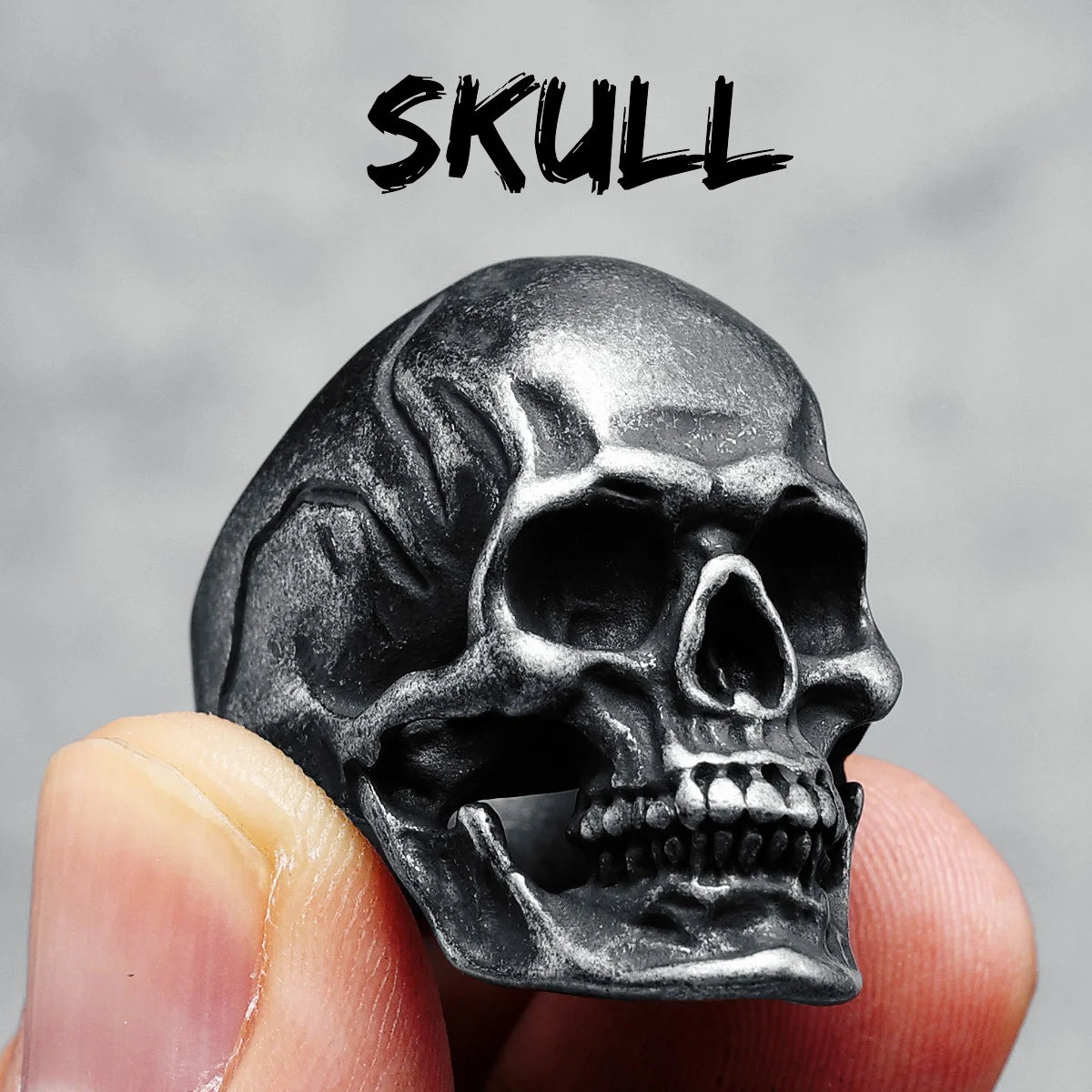 Original Skull Men Ring 316L Stainless Steel High Polished Rock Punk HipHop Rap for Biker Rider Male Boyfriend Jewelry Best Gift