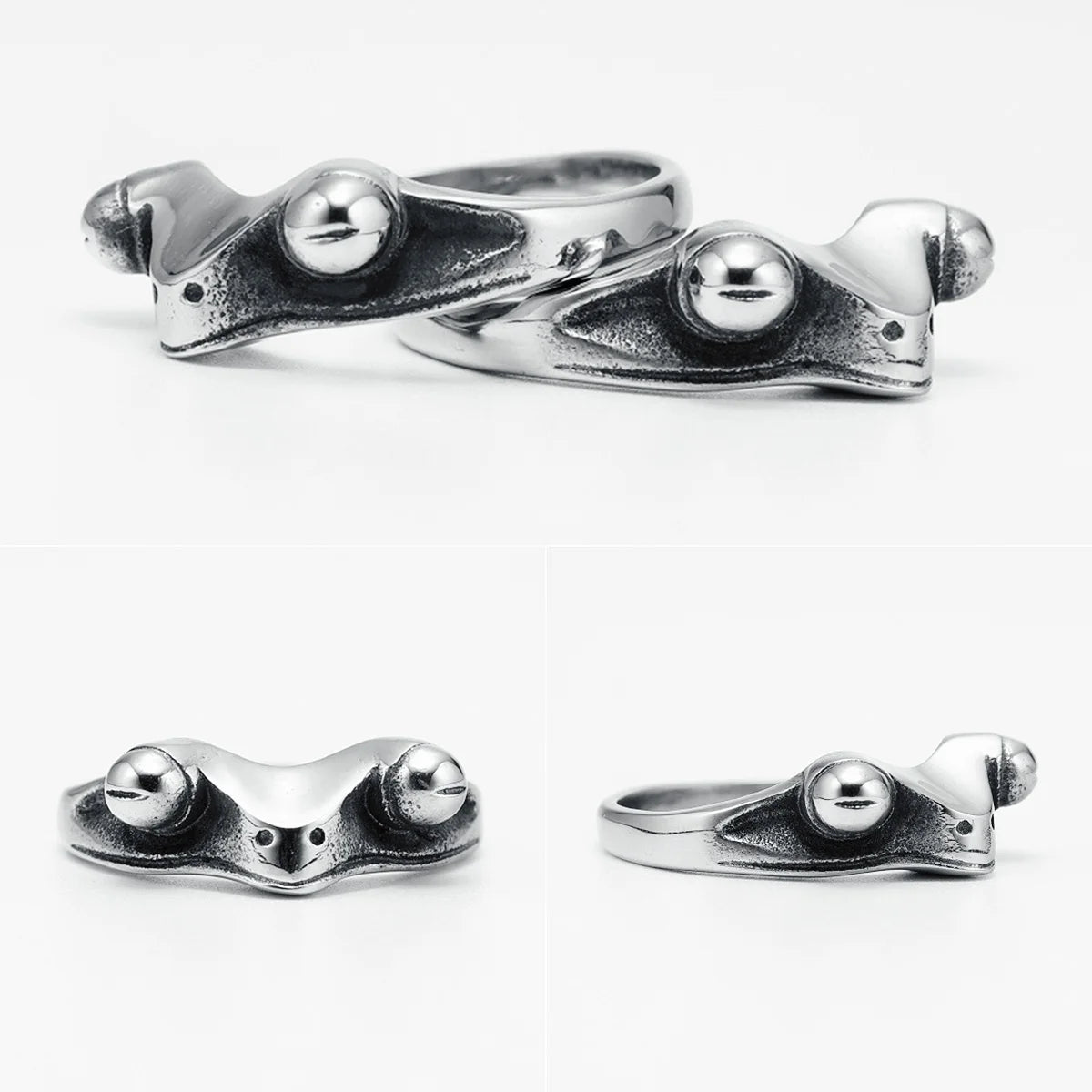 Einfacher Frosch schmaler Ring 316L Edelstahl Männer Retro Punk Ringe Rock für Biker Männlich Freund Schmuck Bestes Geschenk Dropshipping