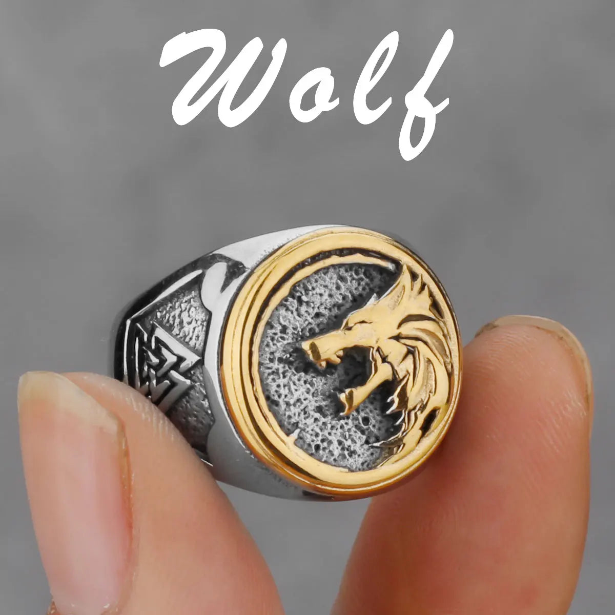 Nordic Viking Stainless Steel Compass Norwegian Rune Ring Viking All Kinds of Men and Women Rune Wolf Ring Jewelry Wholesale