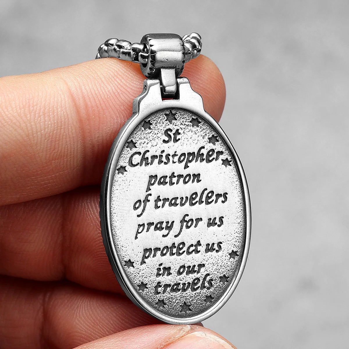 St Christopher Men Necklace 316L Stainless Steel Chain Pendant Traveler Amulet Prayer Hip Hop for Male Jewelry Gift Dropshipping