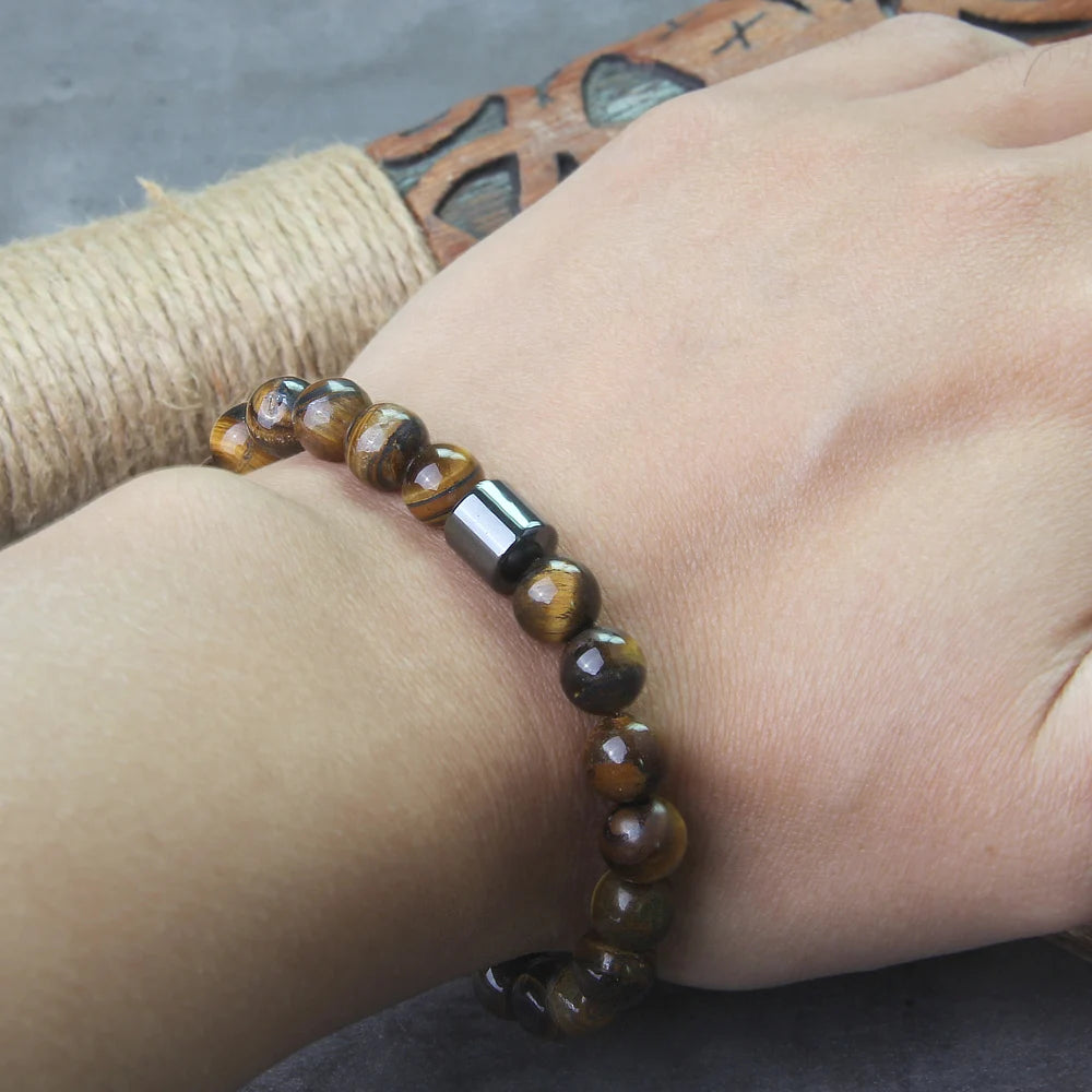 Natural Tiger Eye Bracelets with wooden box