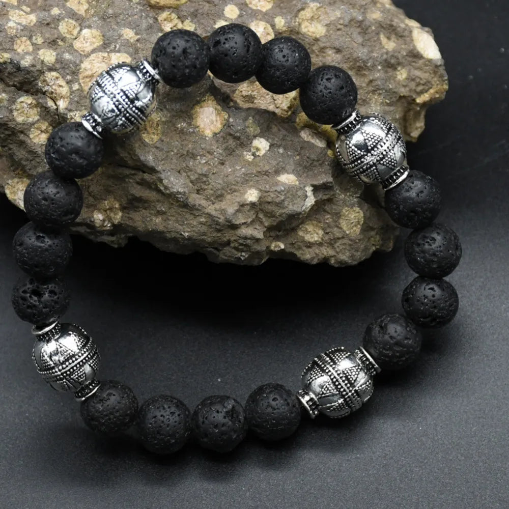 Natural Lava Stone bracelet Viking Rune Valknut beads fashion bangles Bracelet Men Amulet Accessorie Jewelry male Lover Gifts