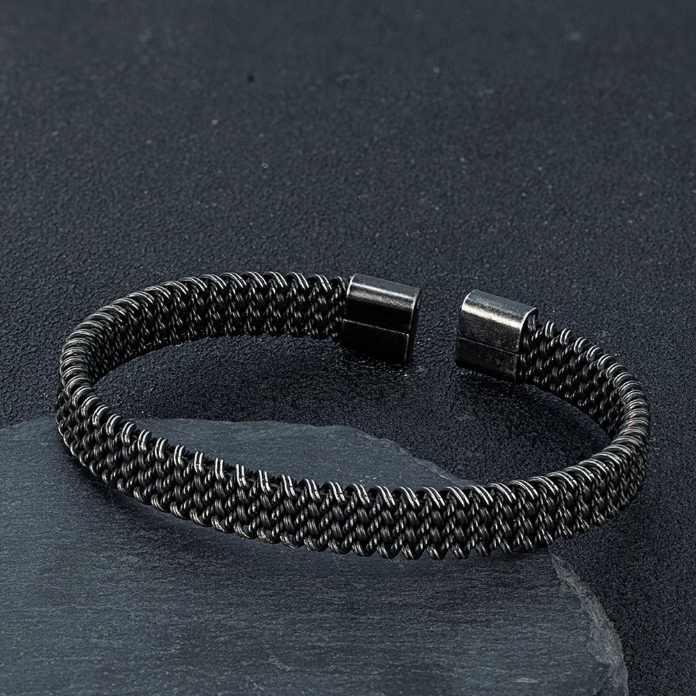 Punk Rock Lokomotive Männer Vintage Schwarz Armreif Edelstahl Cuban Cuff Armbänder Hand Armband Großhandel Zubehör