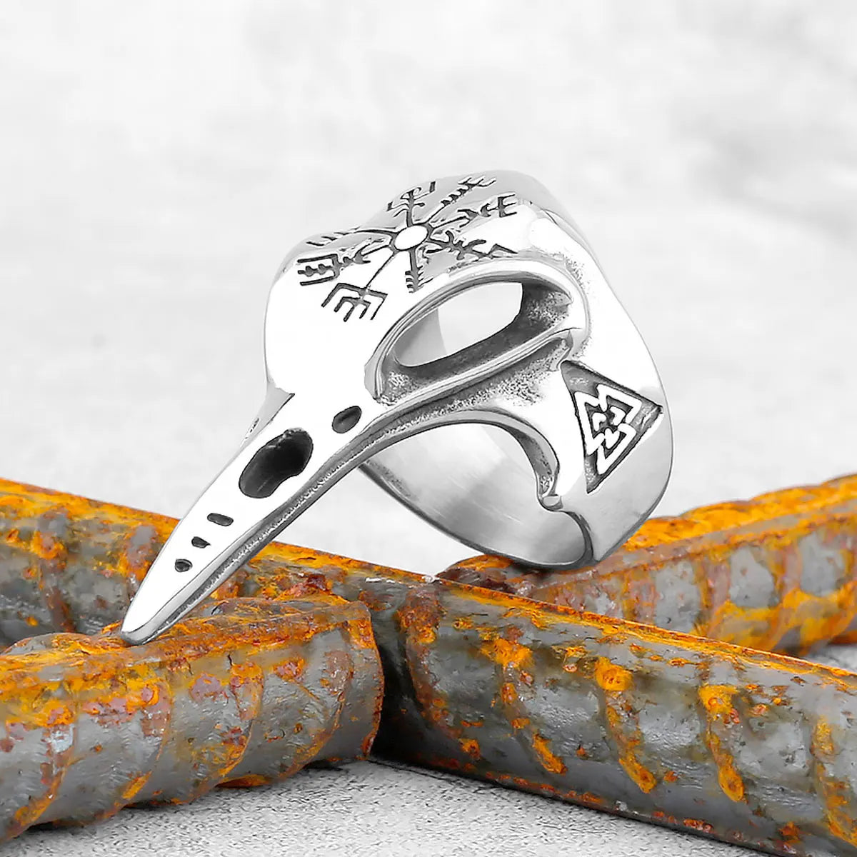 Viking Stainless Steel Ring Anchor Compass Tree of Life Nordic Viking Rune Wolf Men and Women Ring Jewelry for Boyfriend as Gift