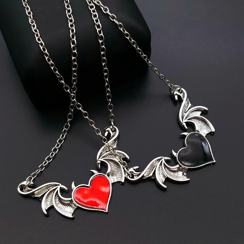 2022 Bat Wing Necklace Black Red Love Pendant Necklace Women Bat Wing Necklaces HALLOWEEN PARTY GIFT Luxury Jewelry Wholesale