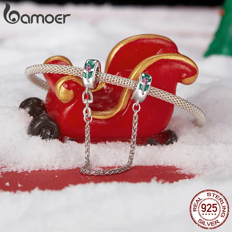 BAMOER S925 Argent Noël Flocon De Neige Bonhomme De Neige Breloque Perles Fit Bracelet Original DIY Bamoer Breloque pour la Fabrication De Bijoux Cadeau De Noël