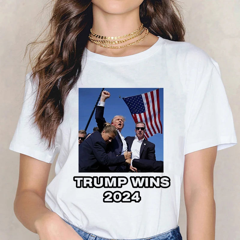 Donald Trump 2024 Merchandise Graphic Tee Shirt Harajuku Y2k Tops Lustige Mange Gothic T-shirt Frauen Mode T-shirt Kleidung Femme