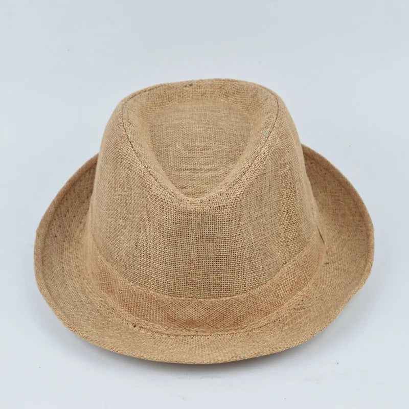 Men's Fedora Jazz Cotton Linen Solid Color Hat Summer Retro Bowler Hats Unisex Outdoor Chapeau  Bowler Hats Beach Trave Cap