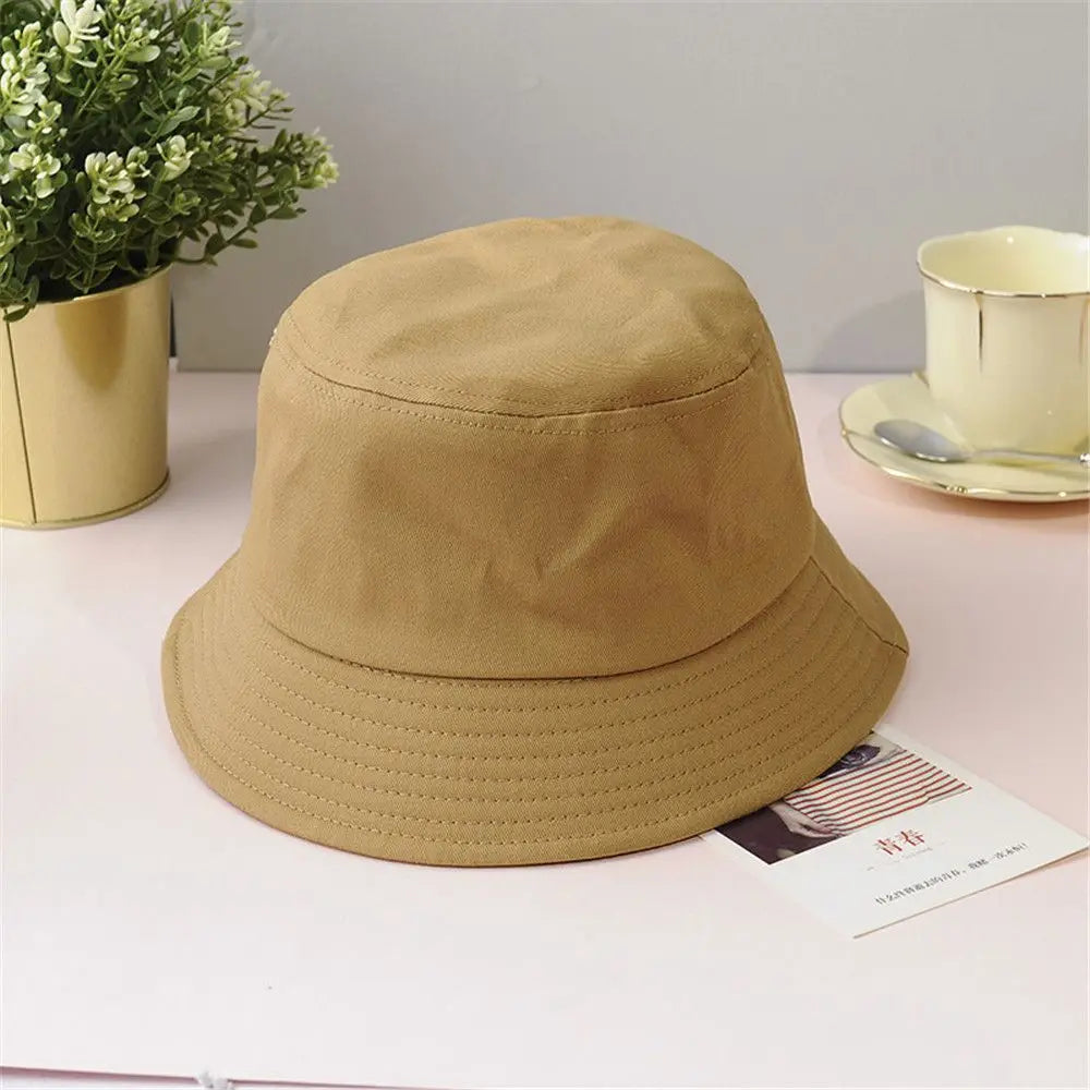 Chapeau de seau pliable d'été en coton unisexe pour femmes, chapeau de protection solaire d'extérieur, casquette de chasse de pêche de couleur pure, chapeau de bassin pour hommes, casquette de plage