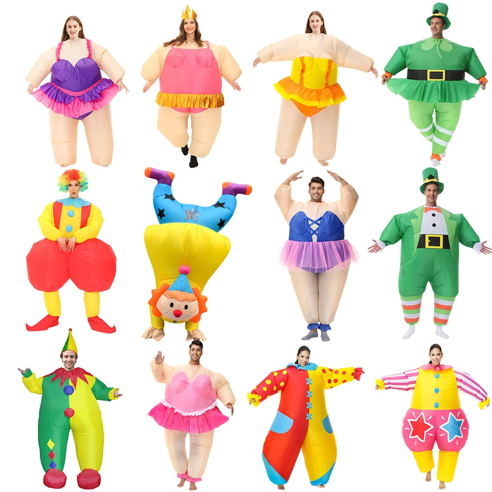 Adult Clown Inflatable Costume Funny Ballet Inflatable Suits for Halloween Purim Fancy Ballerina Cosplay Costumes for Man Woman