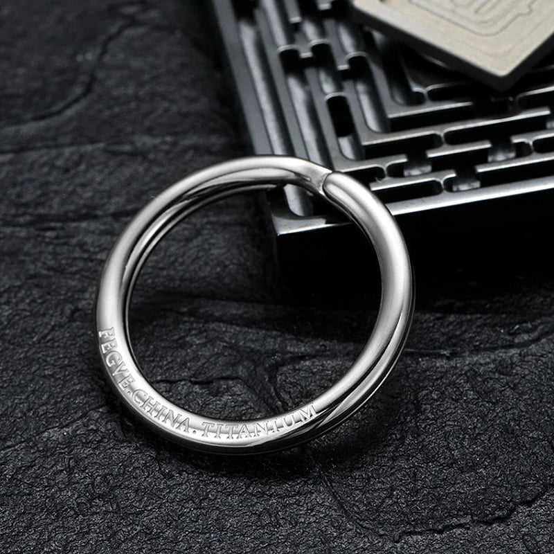 Luxury Titanium Keyring Brass Zirconium Stainless Steel High Grade Key Arc Rings Holder EDC Car Keychain Buckle for Accessories