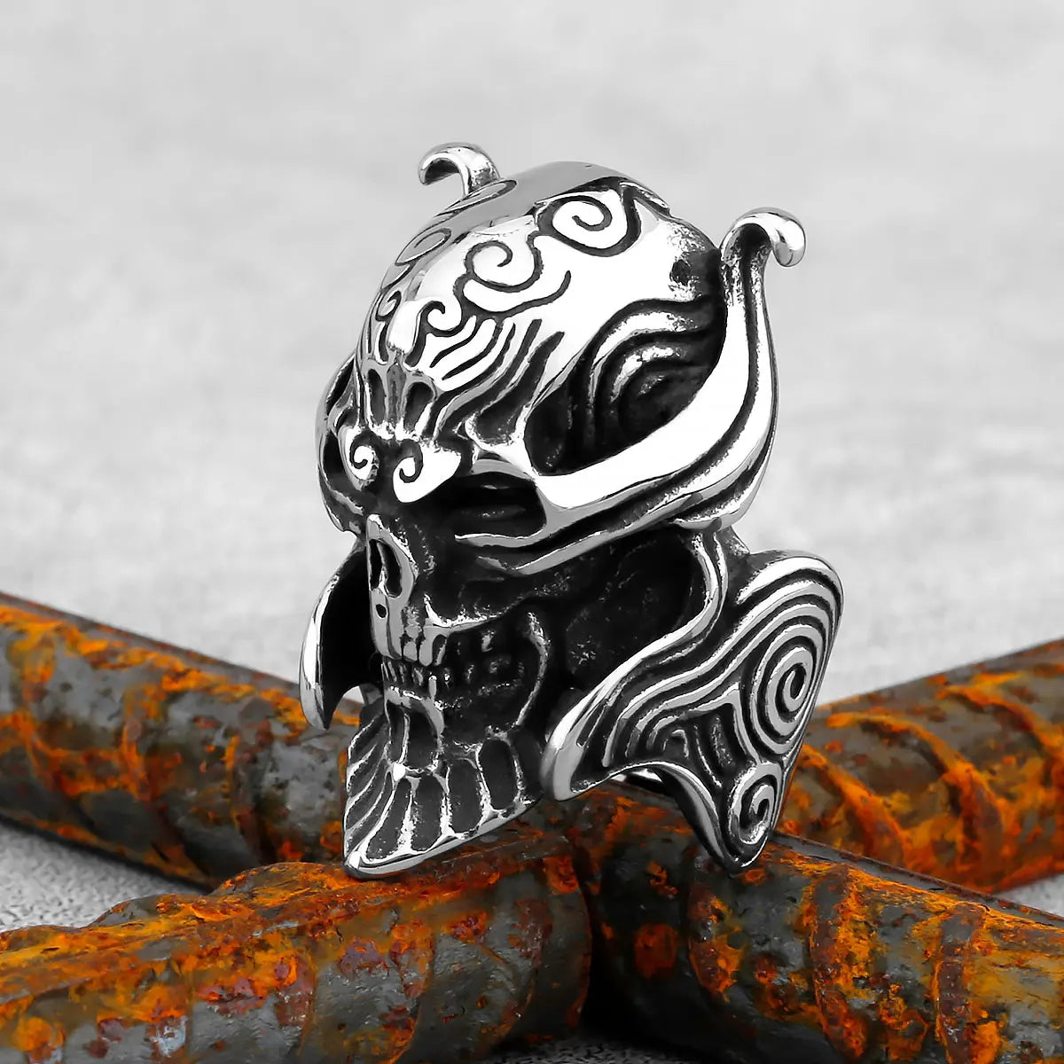 Totenkopf/Tiere Gothic Punk Satanischer Teufel Ring Vintage Steampunk Herren Edelstahl Wikinger Ring Hiphop Motorrad Biker Schmuck