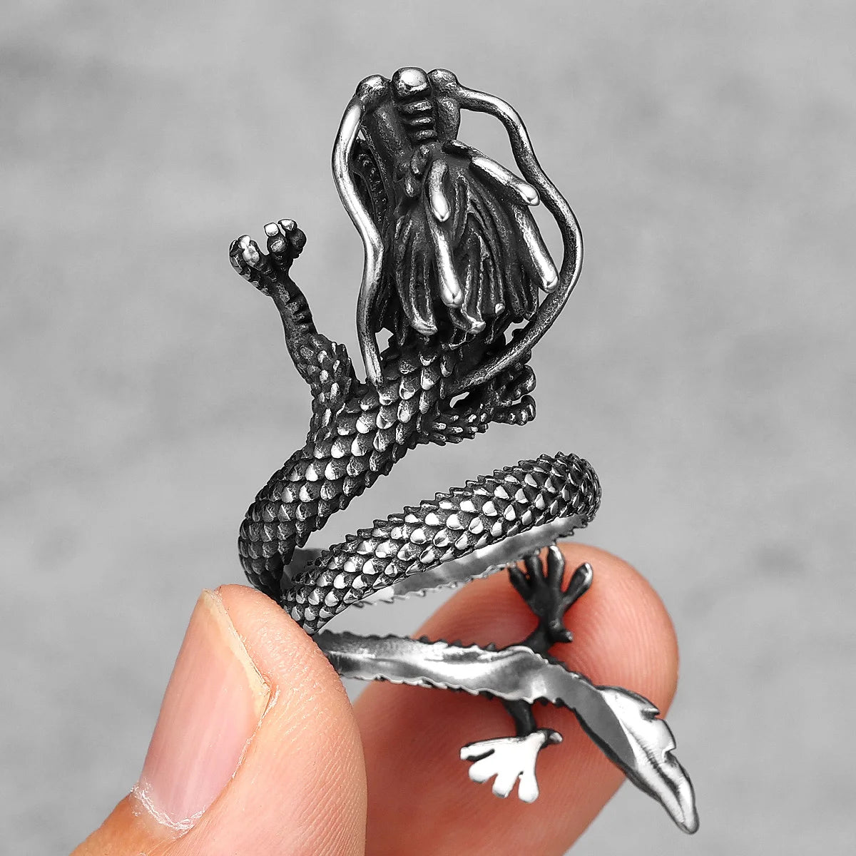 Chinese Dragon Ring 316L Stainless Steel Men Rings Punk Rock for Male Vintage Jewelry Xmas Creativity Gift Accessories Wholesale