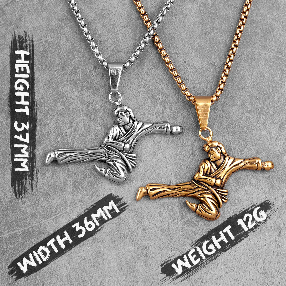 Kung Fu Taekwondo Pendants Fitness Men 316L Stainless Steel Karate Necklaces Chain Rock Punk for Boyfriend Male Jewelry Gift