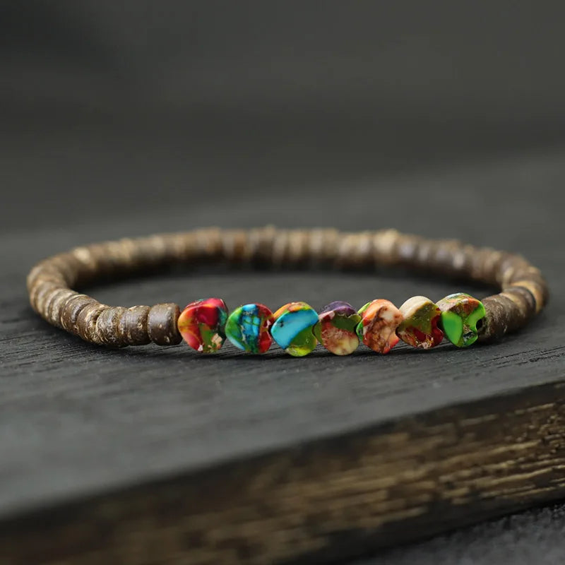 Noter Emperor Stone Bracelet Unisex Heart Square Round Multicolor Beaded Braclet Natural Wooden Braslet Bohemia Jewelry Pulseira