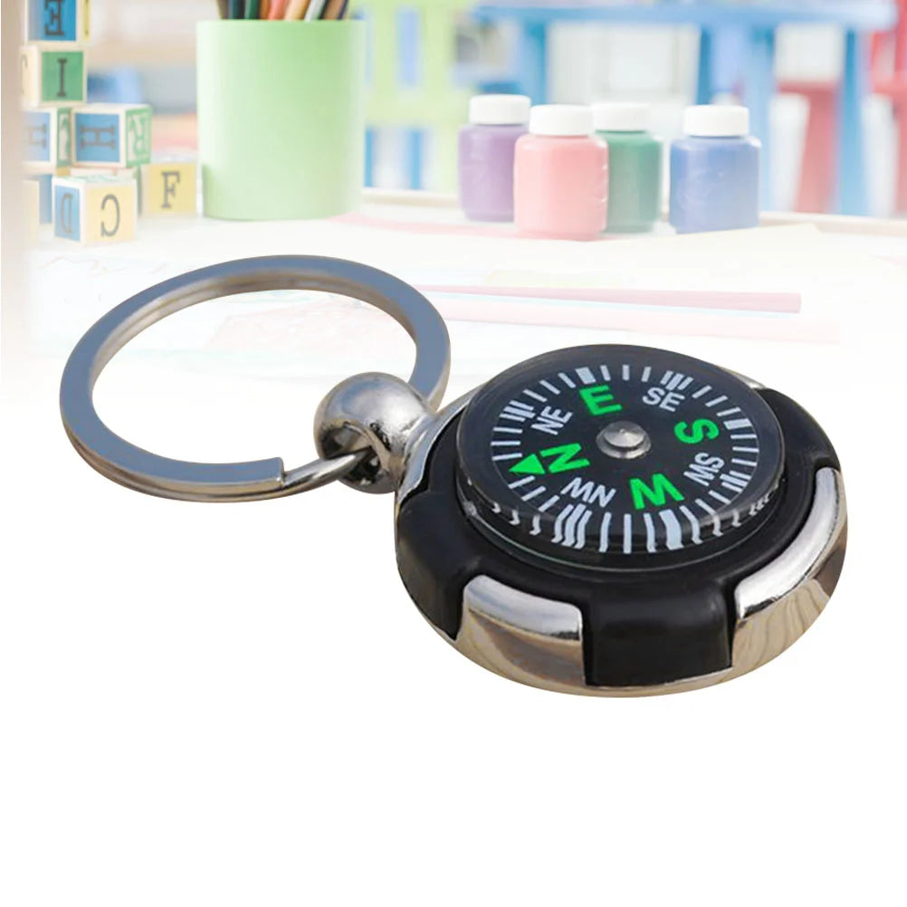 Compass Keyring Metal Keychain Cool Car Keyring Purse Bag Pendant Decoration Creative Gift Keyfob