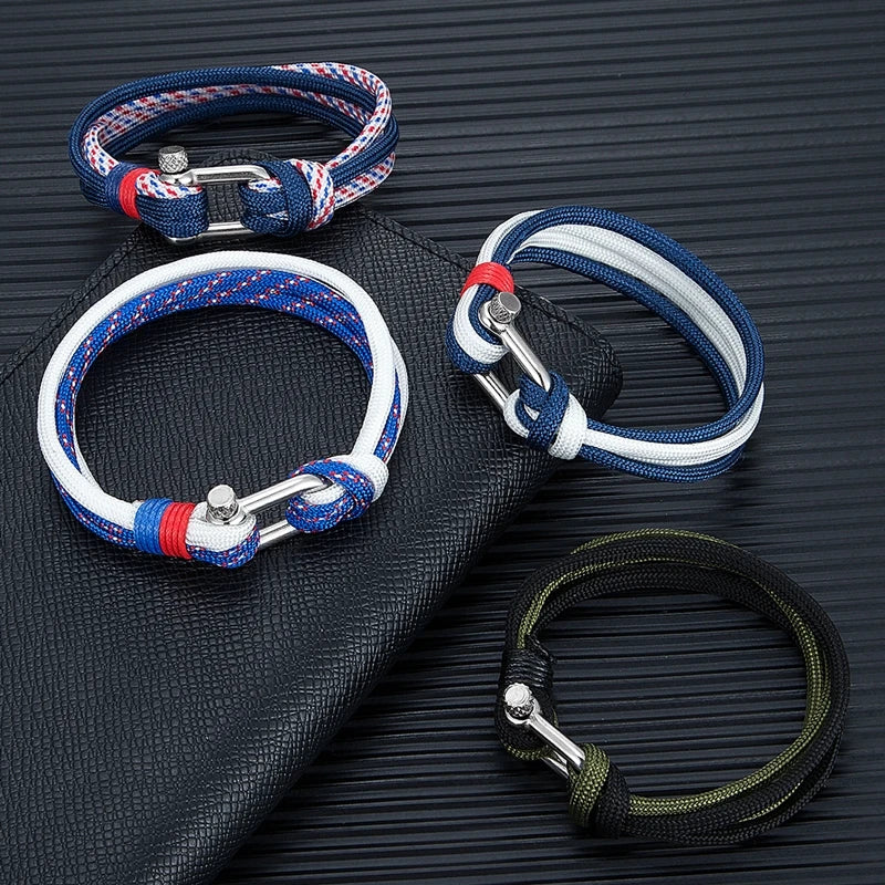 MKENDN High Quality Shackle Bracelets Men Women Charm Nautical Survival Paracord Bracelet Campaing Sport Hooks Outdoor Style