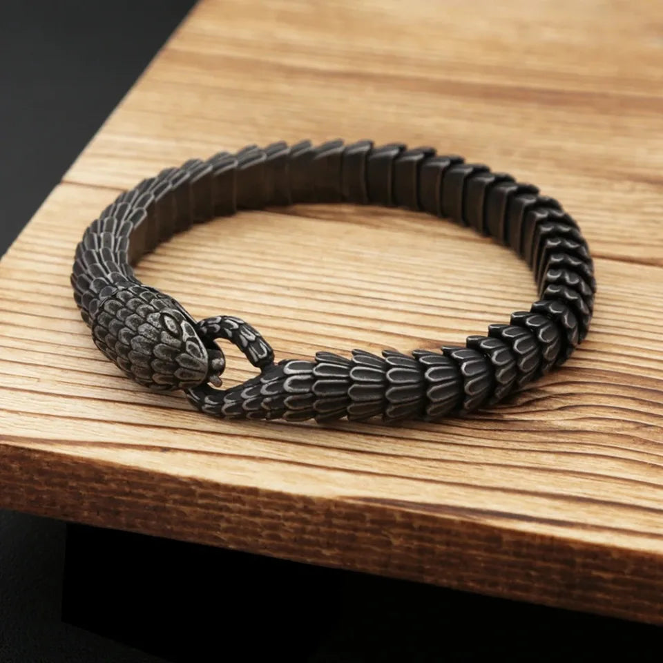 Fashion Vintage Stainless Steel Dragon Link Chain Bracelet For Men Punk Hip Hop Vikings Animal Wristband Biker Jewelry Wholesale