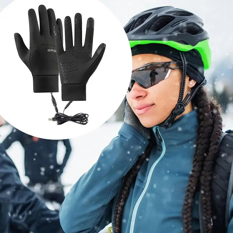 USB Heated Gloves Waterproof Touchscreen Winter Snowboard Gloves Hand Warmer Outdoor Fishing Skiing Motorcycle Bicycle Glove