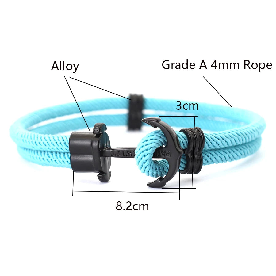 Marine Style Anchor Bracelet For Men Bilayer Nautical Wrap Rope Braclet Beach Surfer Jewelry Outdoor Survival Braslet Hombre