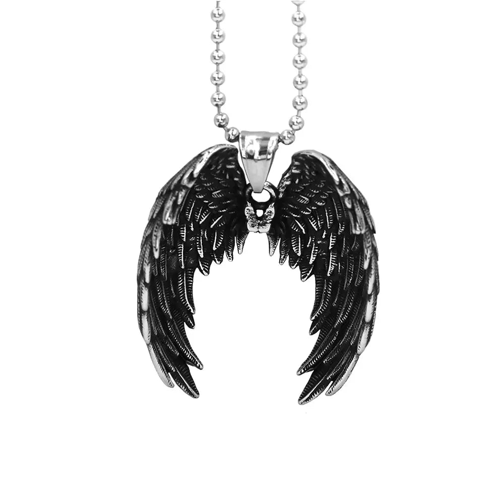 Fashion Angel Wing Pendant Necklace Stainless Steel Exquisite Feather Eagle Wings Men Women Pendant Couple Charm Jewelry Gift