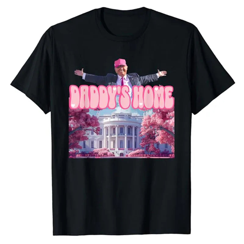 Lustiges Trump Take America Back, Daddy's Home Trump Pink 2024 T-Shirt Pro Trump Support Fans Kleidung Humor Wahlkampf T-Shirt