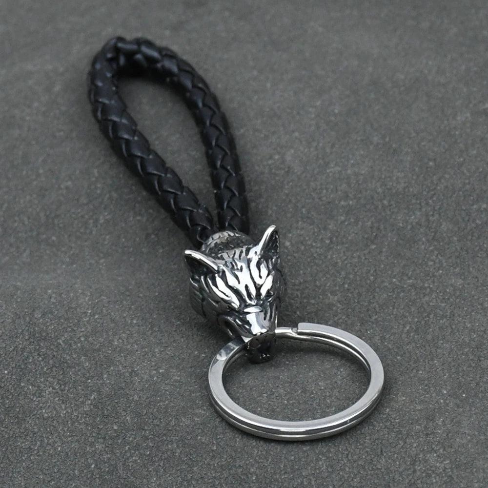 Odin's Wolf Keyring Stainless Steel Vikings wolf Amulet Pendant Mens Keychain Never Fade Scandinavian Jewelry