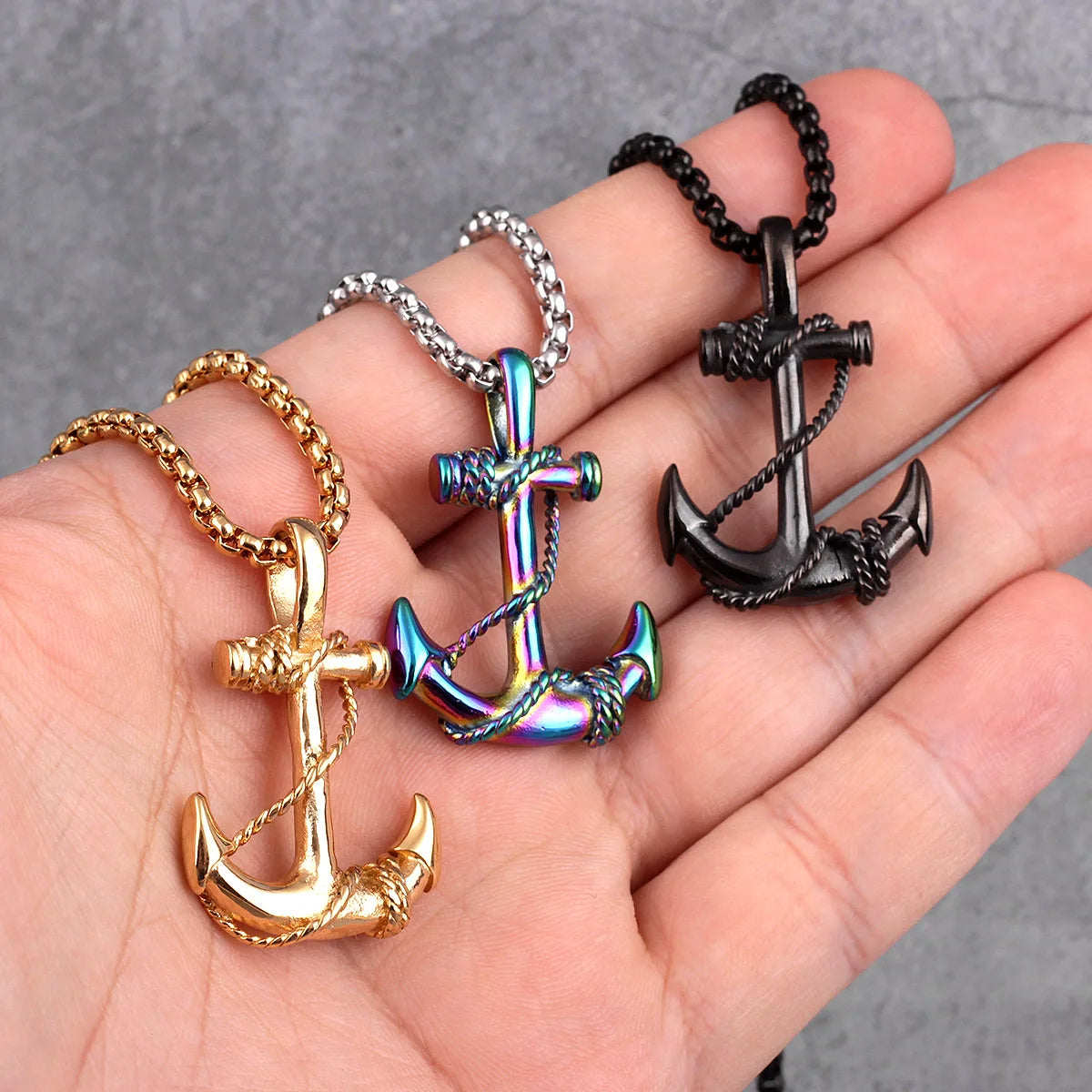 Sea Anchor Sailor Men Necklaces Chain 316L Stainless Steel Pendants Punk Rock Hiphop Rap for Male Boy Trendy Jewelry Best Gift