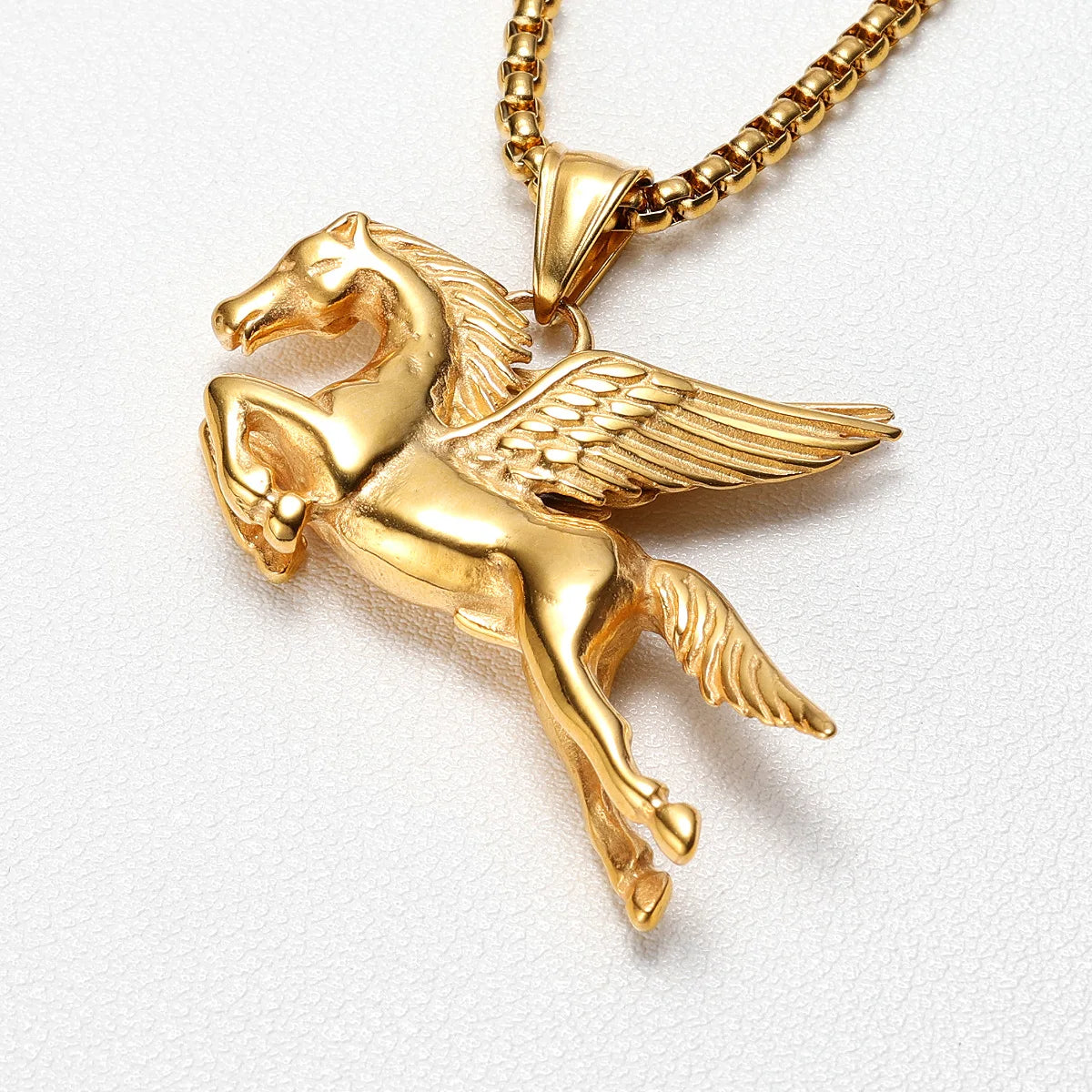 Pegasus Necklaces 316L Stainless Steel Angel Wings Horse Men Pendants Chain Rock Hip Hop Party for Friend Male Jewelry Best Gift