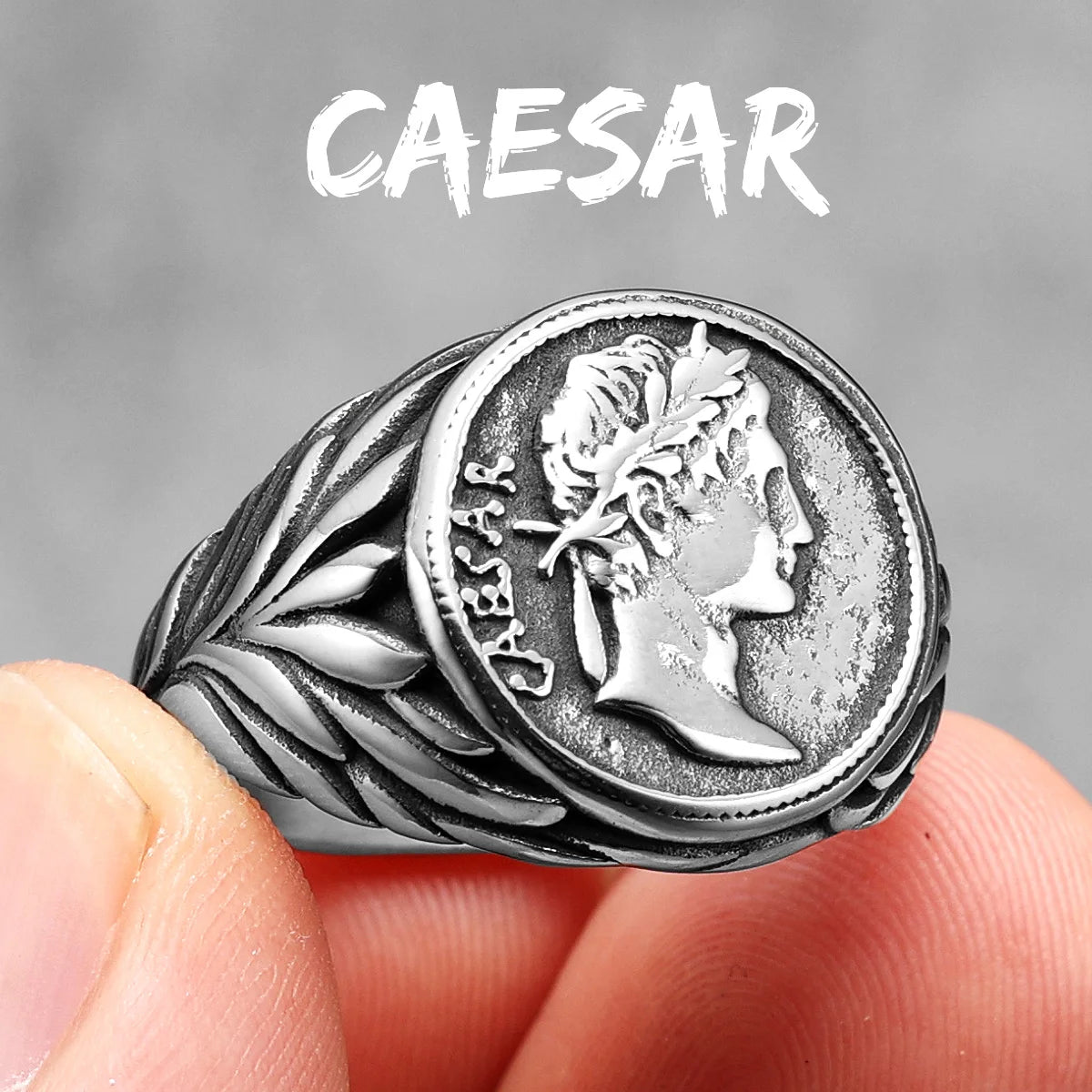 Caesar Face Ring 316L Stainless Steel Men Rings Victory Roma Statue Punk Rock for Male Biker Boyfriend Jewelry Gift Dropshipping