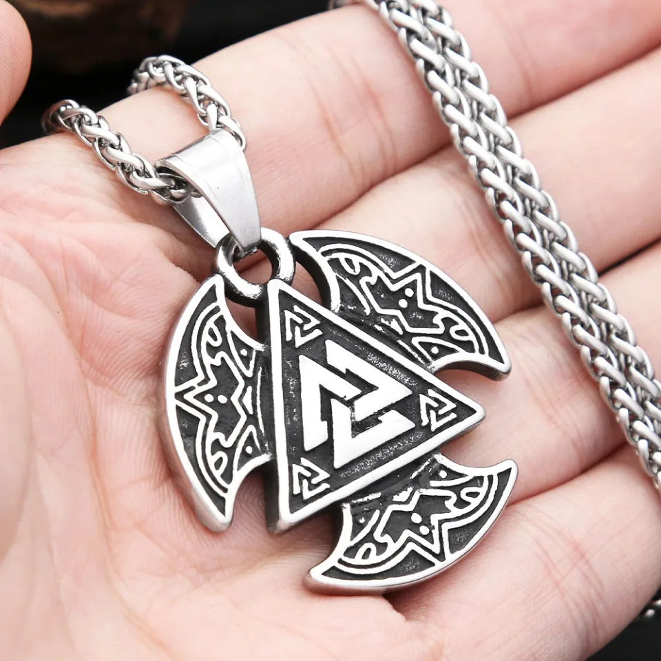 Vintage Fashion Vikings Triangle Celtic Knot Pendant Necklace For Men Women Stainless Steel Nordic Amulet Jewelry Gift Wholesale