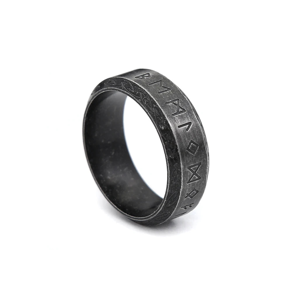 Nordic Vintage Viking Runes Ring For Men Women 316L Stainless Steel Simple Odin Letter Rings Fashion Couple Amulet Jewelry Gifts