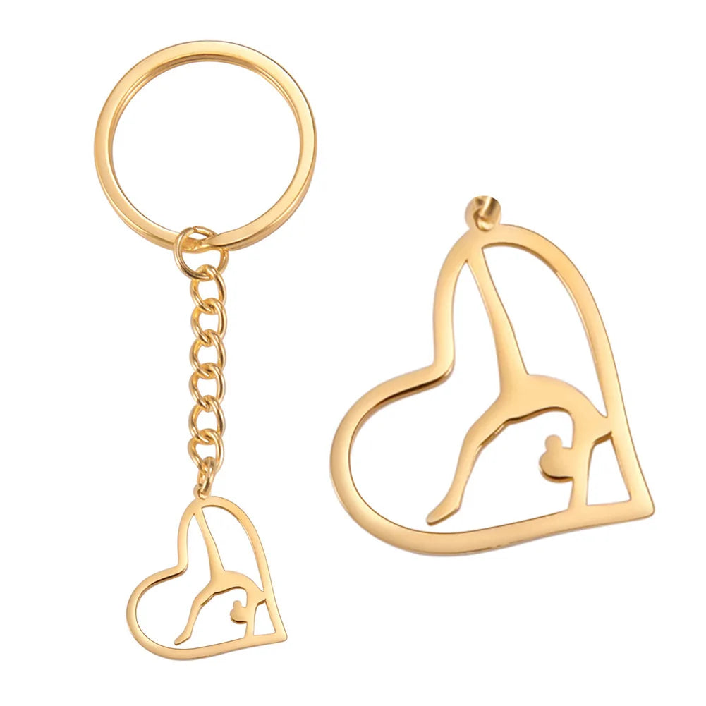 Porte-clés de gymnastique Dreamtimes en acier inoxydable, pendentif de sport, mode femme, bijoux en acier inoxydable, cadeau d'anniversaire pour gymnastes