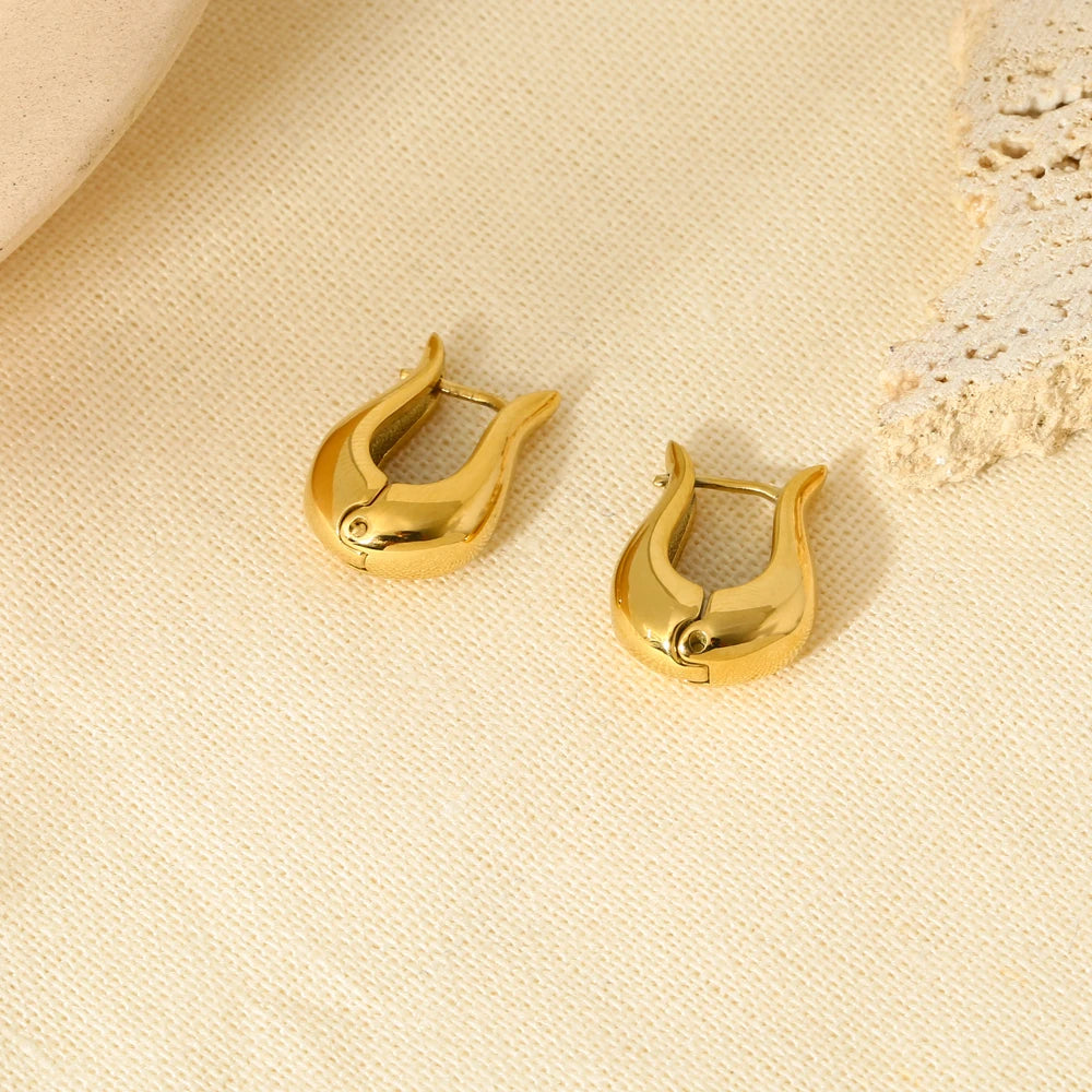 Minimalist Stainless Steel U Shaped Earrings 16k Gold Plated Geometric Buckle Earrings for Women Fashion Jewelry Gift