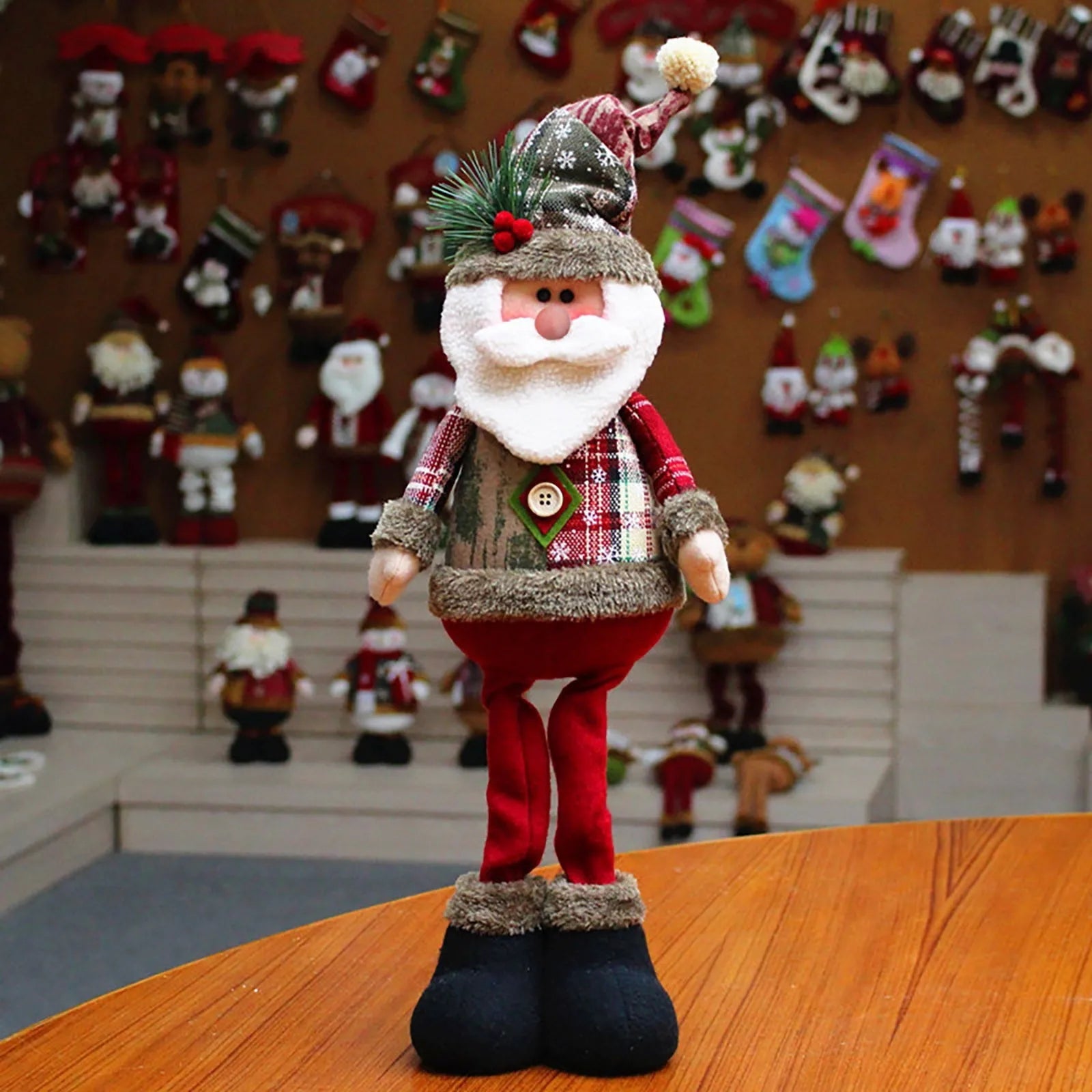 Décoration de Noël Père Noël Bonhomme de neige-Renne Décoration de Noël Jambe de table Décoration de manteau Poupées en peluche Cadeaux de Noël pour enfants Bébé