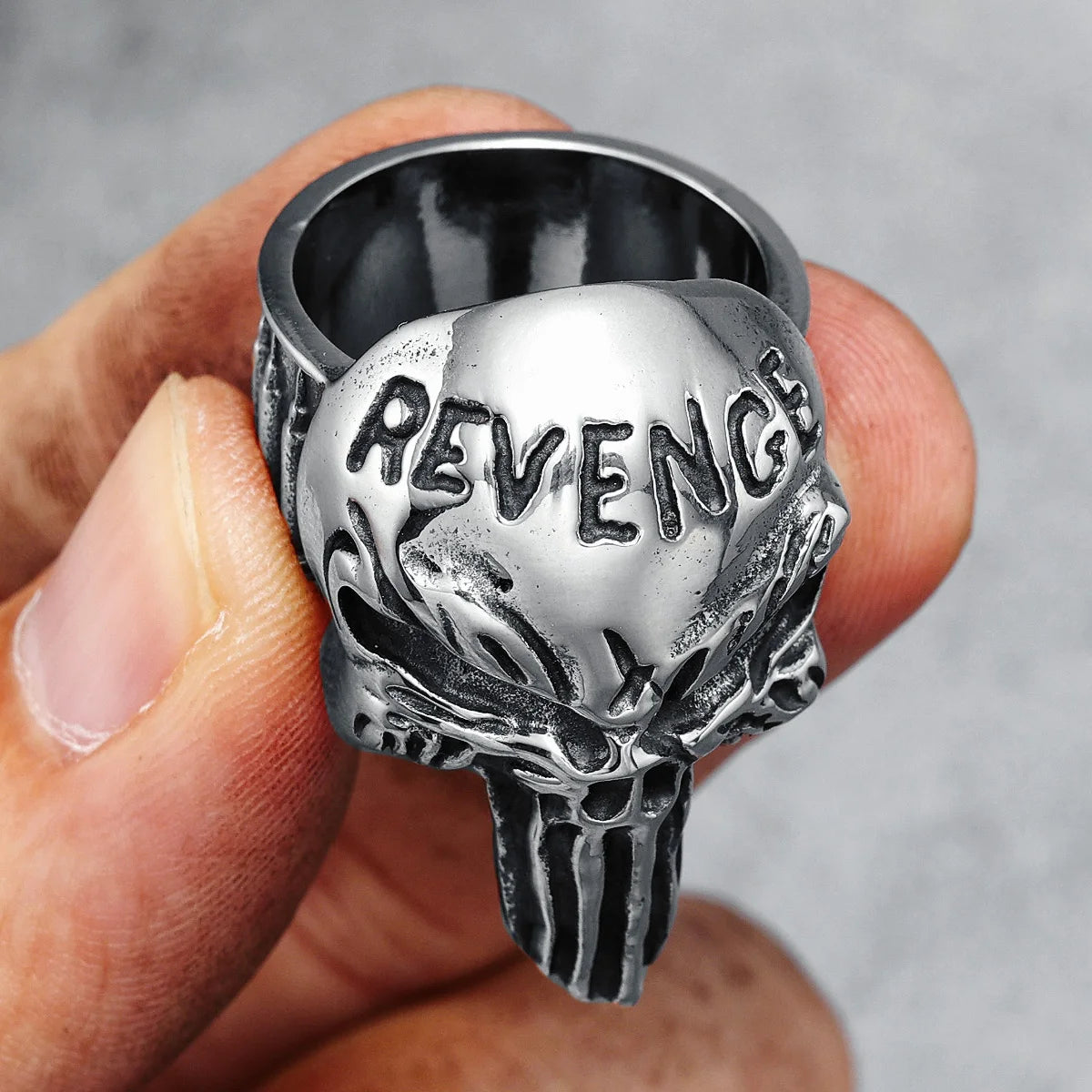 Revenger Skull Herrenringe 316L Edelstahl Punk Rock Demon Revenge Rap Party für Biker Rider Männlicher Freund Schmuck Bestes Geschenk