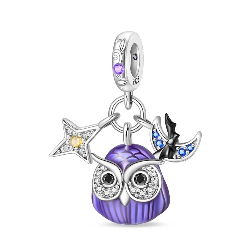 New 925 Sterling Silver Skeleton Clown Witch Halloween Series Pendant Fit Original Pandor Bracelet Snake Chain Beaded Women Gift