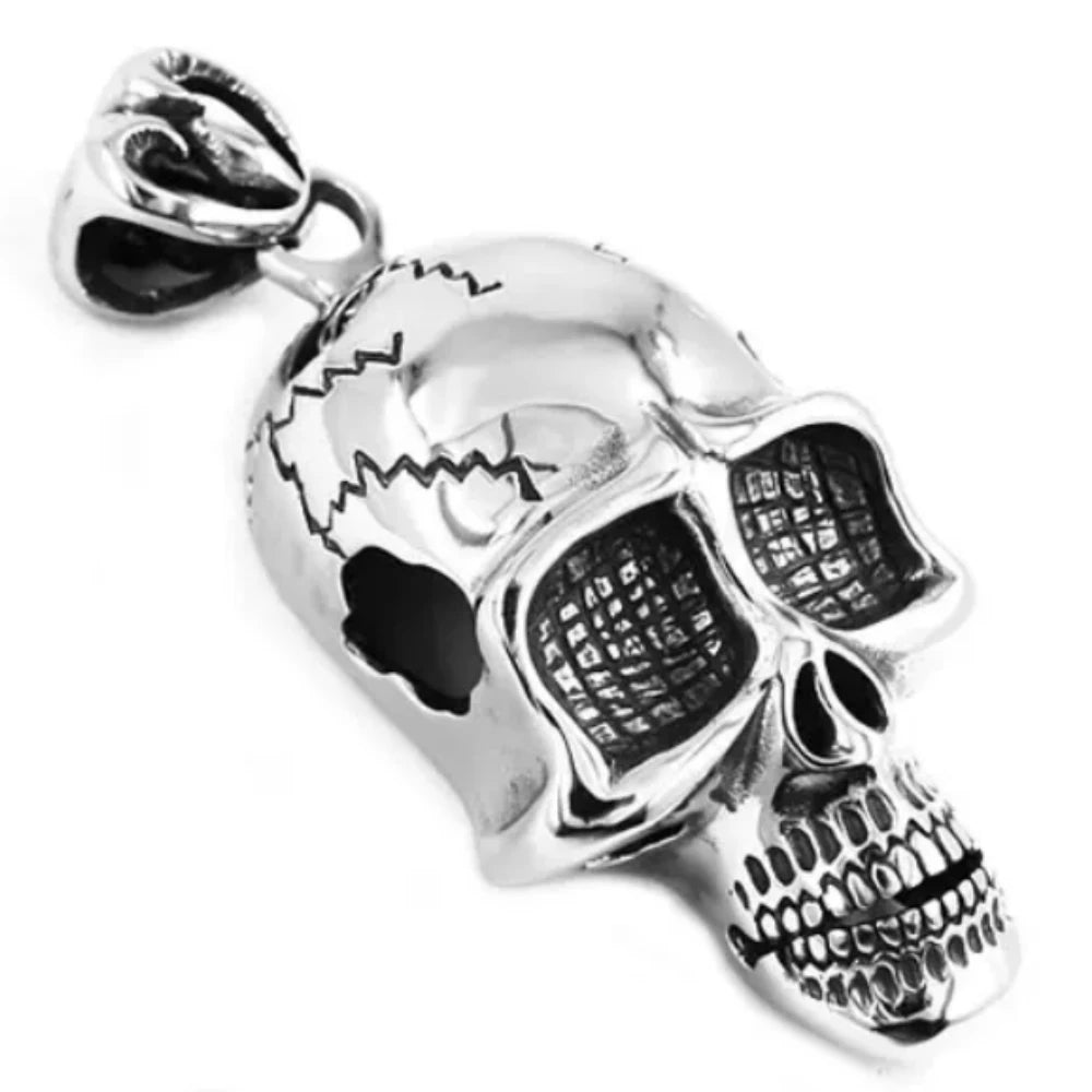 Gothic Large Skull Pendant Stainless Steel Jewelry Heavy Punk Skeleton Biker Men Necklace Gift SWP376A