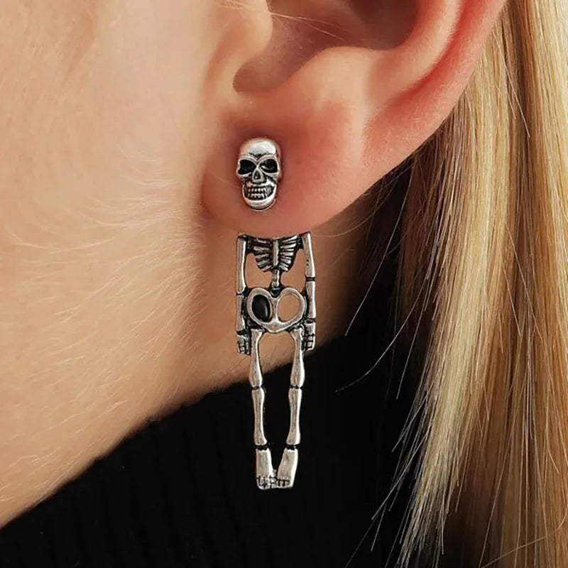 Gothic Halloween Skeleton Skull Dangle Earrings For Women Retro Punk Ghost Claws Metal Earring Girl Party Jewelry Halloween Gift