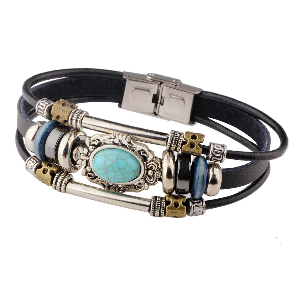 Breites Retro-Lederarmband mit Piratenkompass für Männer, keltisches Wikinger-Kompassarmband, Schmuck, männliche Accessoires, Geschenke für den Freund